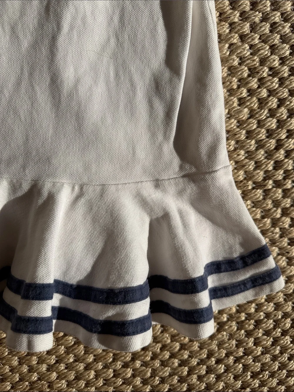 Ralph Lauren White Polo Dress with Navy Stripe Skirt - Toddler size 9 months